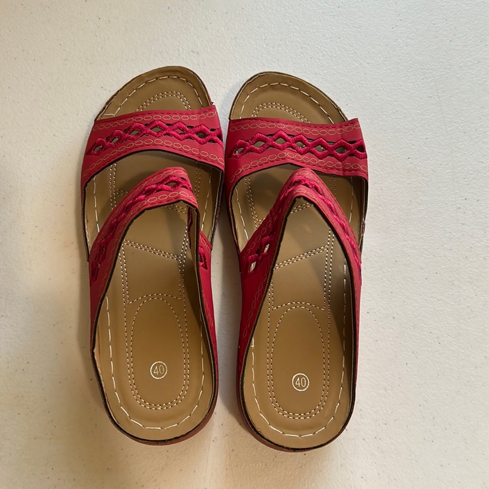 Red slip on shoes, Size 40